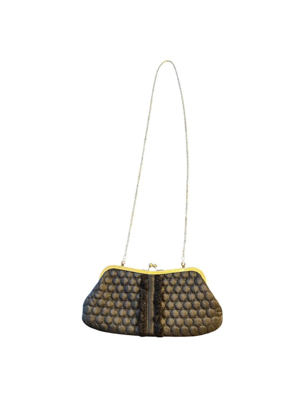 Liz Claiborne Quilted Shoulder Bag Black Satin Chain Strap Elegant Design